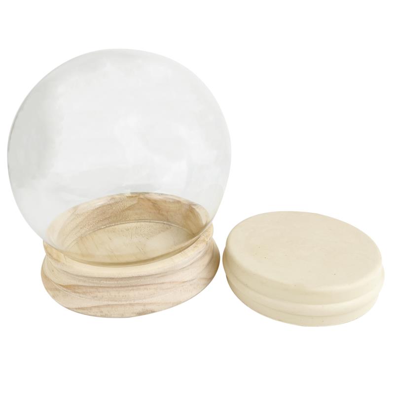 Mini Clear Plastic Display Dome with Wood Base, 3-1/2-Inch