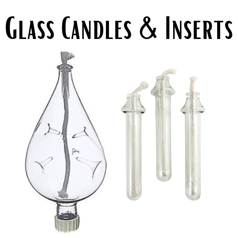 3 Glass 3/4 Wide Flange Oil Candle Wick Holder Kits